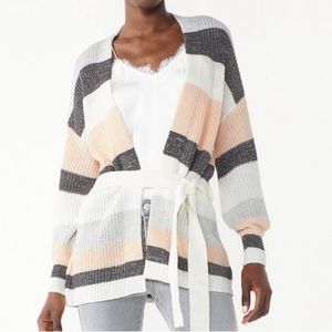 NWT Nine West Balletcore ballon sleeved color block cardigan.